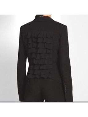 BCBG MaxAzria  Sheer Ruffle Back Cropped Blazer Size XS